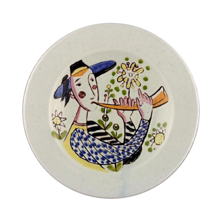 Carl-Harry Stålhane for Rörstrand, Hand Painted Bowl in Glazed Stoneware, 1960s For Sale