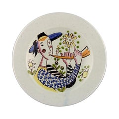 Carl-Harry Stålhane for Rörstrand, Hand Painted Bowl in Glazed Stoneware, 1960s