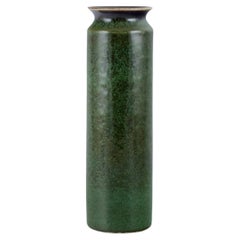 Carl Harry Stålhane for Rörstrand. Large ceramic vase with glaze in green tones.