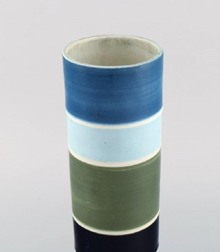 Swedish Carl-Harry Stålhane for Rörstrand, Large Cylindrical Tema Vase, Striped Design For Sale