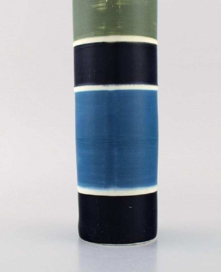 Carl-Harry Stålhane for Rörstrand, Large Cylindrical Tema Vase, Striped Design In Excellent Condition For Sale In Copenhagen, DK