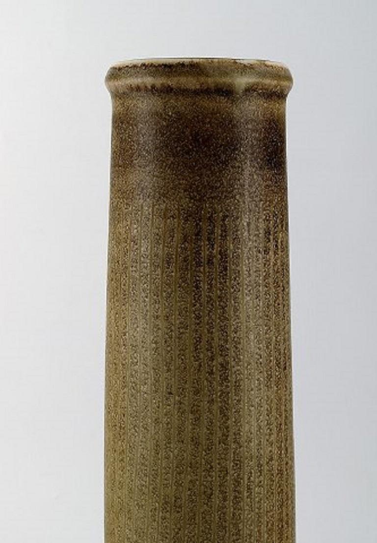 Scandinavian Modern Carl Harry Stålhane for Rörstrand, Large Cylindrical Vase in Glazed Ceramics