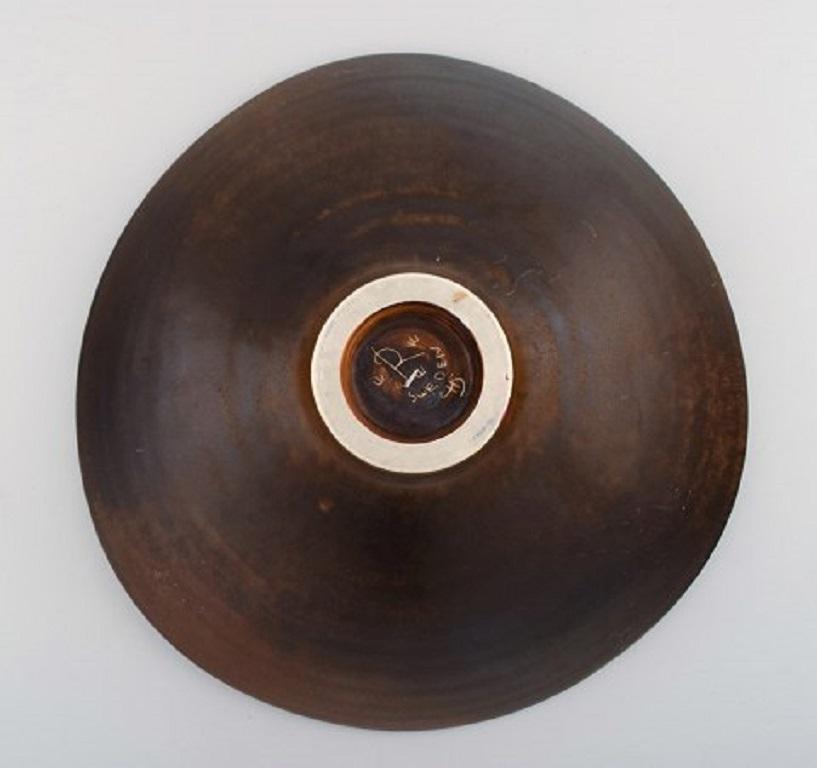 20th Century Carl Harry Stålhane for Rörstrand, Large Dish / Bowl on Base in Glazed Ceramic For Sale