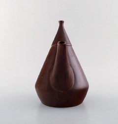 Carl Harry Stålhane for Rörstrand. Modernist Teapot with Lid in Glazed Stoneware