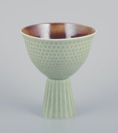 Carl Harry Stålhane for Rörstrand. Rare ceramic vase. Mint-green glaze
