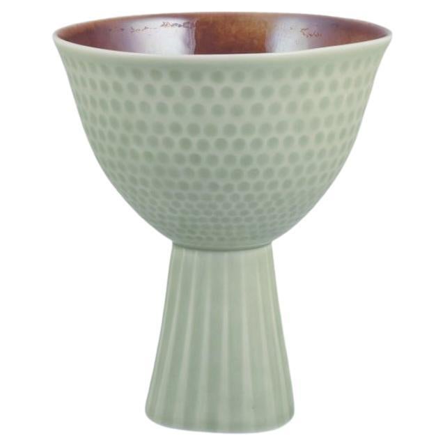 Carl-Harry Stålhane per Rörstrand. Raro vaso in ceramica. Smalto color verde menta in vendita