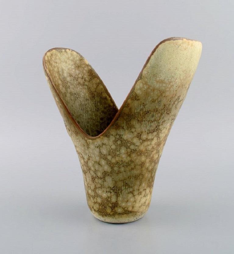 20th Century Carl Harry Stålhane for Rörstrand, Rare Vase in Glazed Ceramics, Mid-20th C