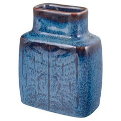 Carl-Harry Stålhane for Rörstrand. Rectangular ceramic vase with deep blue glaze