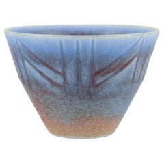 Carl Harry Stålhane for Rörstrand. Small ceramic vase with blue and yellow glaze