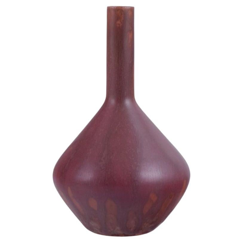Carl Harry Stålhane for Rörstrand, Sweden. Ceramic vase with a slender neck.