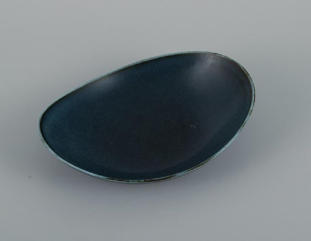Scandinavian Modern Carl Harry Stålhane for Rörstrand, Sweden, Large Bowl in Dark Blue Shades For Sale