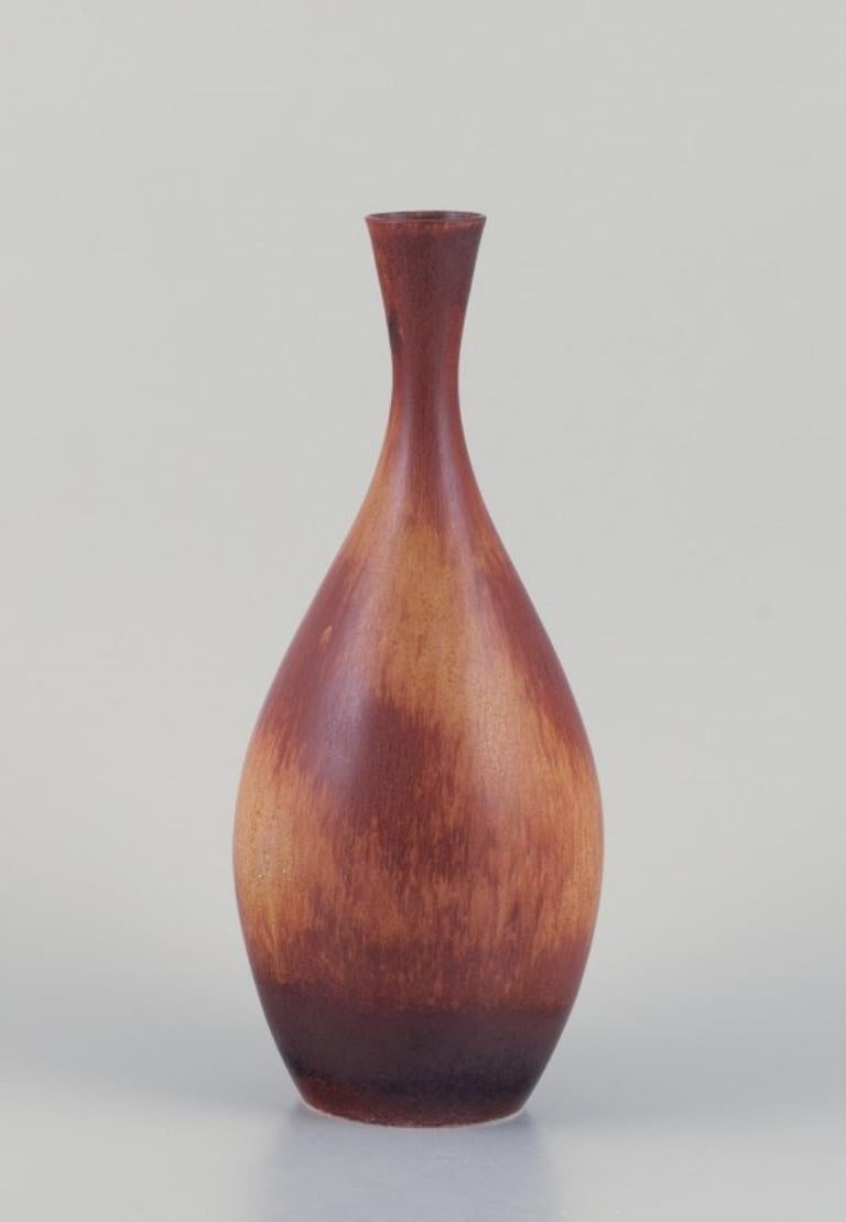 Glazed Carl Harry Stålhane for Rörstrand, Sweden.  Vase in hare's fur glaze For Sale