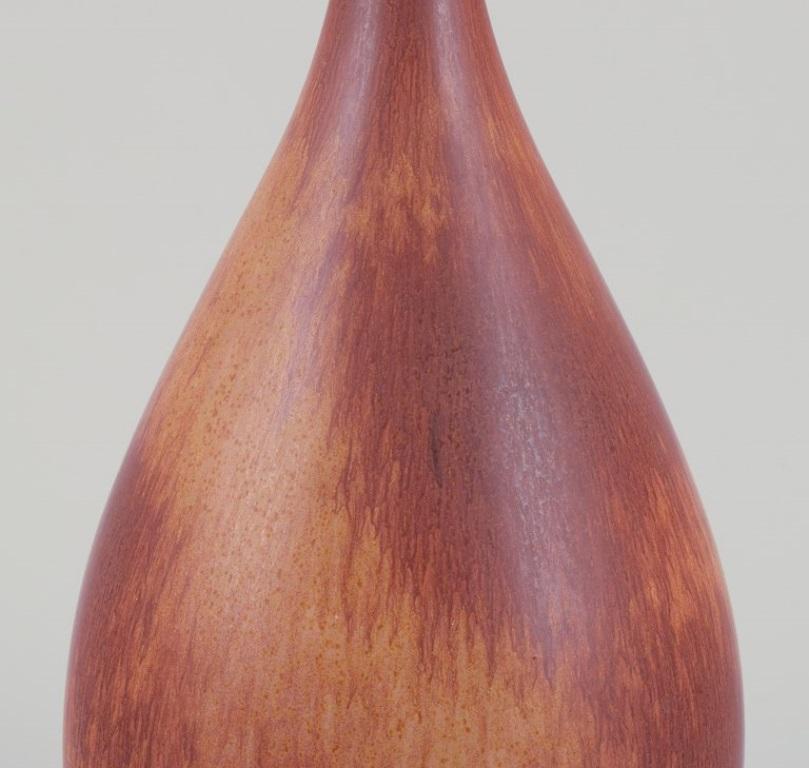 Carl Harry Stålhane for Rörstrand, Sweden.  Vase in hare's fur glaze In Excellent Condition For Sale In Copenhagen, DK