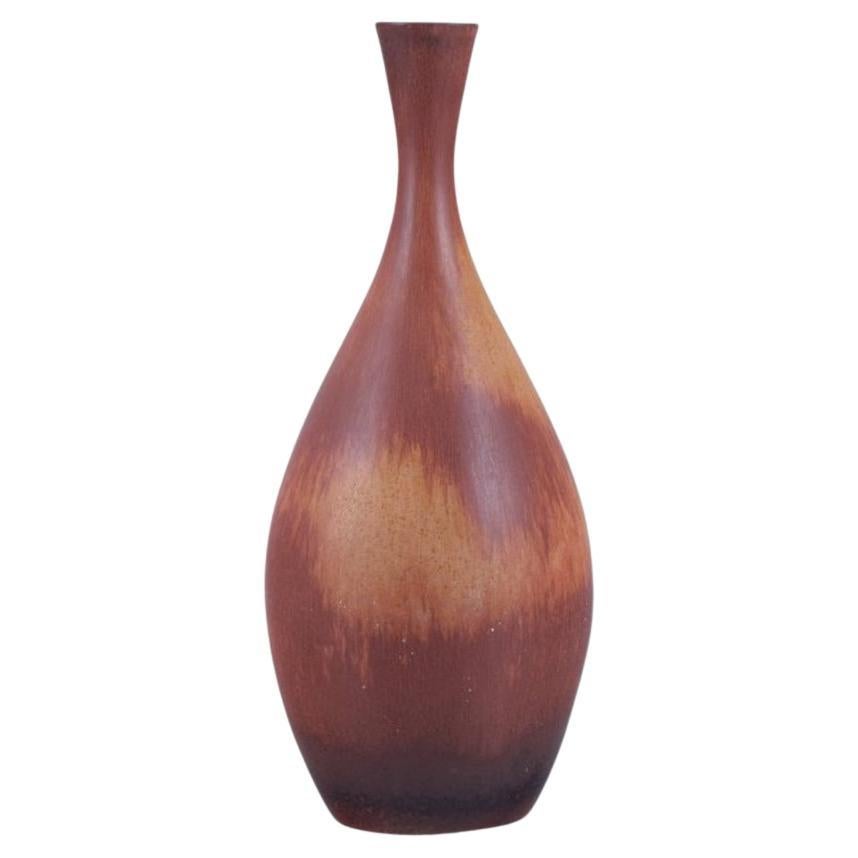 Carl Harry Stålhane for Rörstrand, Sweden.  Vase in hare's fur glaze For Sale