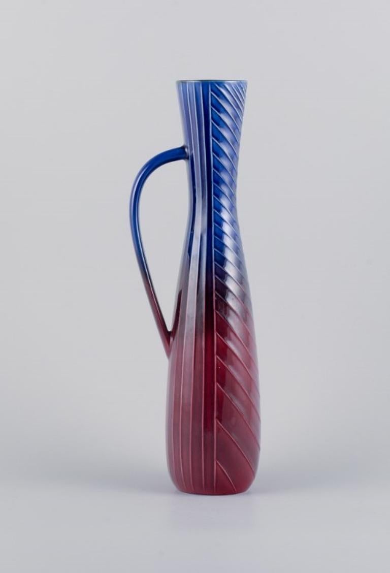 Scandinavian Modern Carl Harry Stålhane for Rörstrand. Tall and slim ceramic pitcher / vase For Sale
