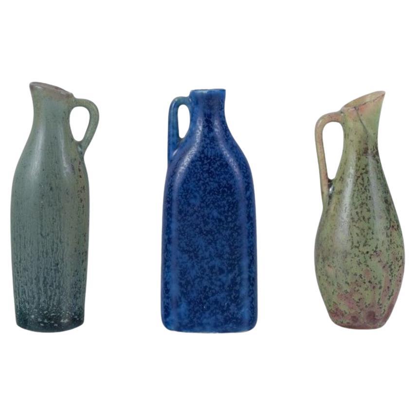 Carl Harry Stålhane for Rörstrand, three miniature vases/pitchers.  For Sale