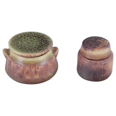 Carl Harry Stålhane for Rörstrand, two miniature lidded jars in ceramic.