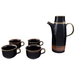 Vintage Carl-Harry Stålhane for Rörstrand, "Viking" Coffee Pot and Four Coffee Cups