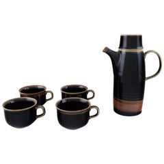 Retro Carl-Harry Stålhane for Rörstrand, "Viking" Coffee Pot and Four Coffee Cups