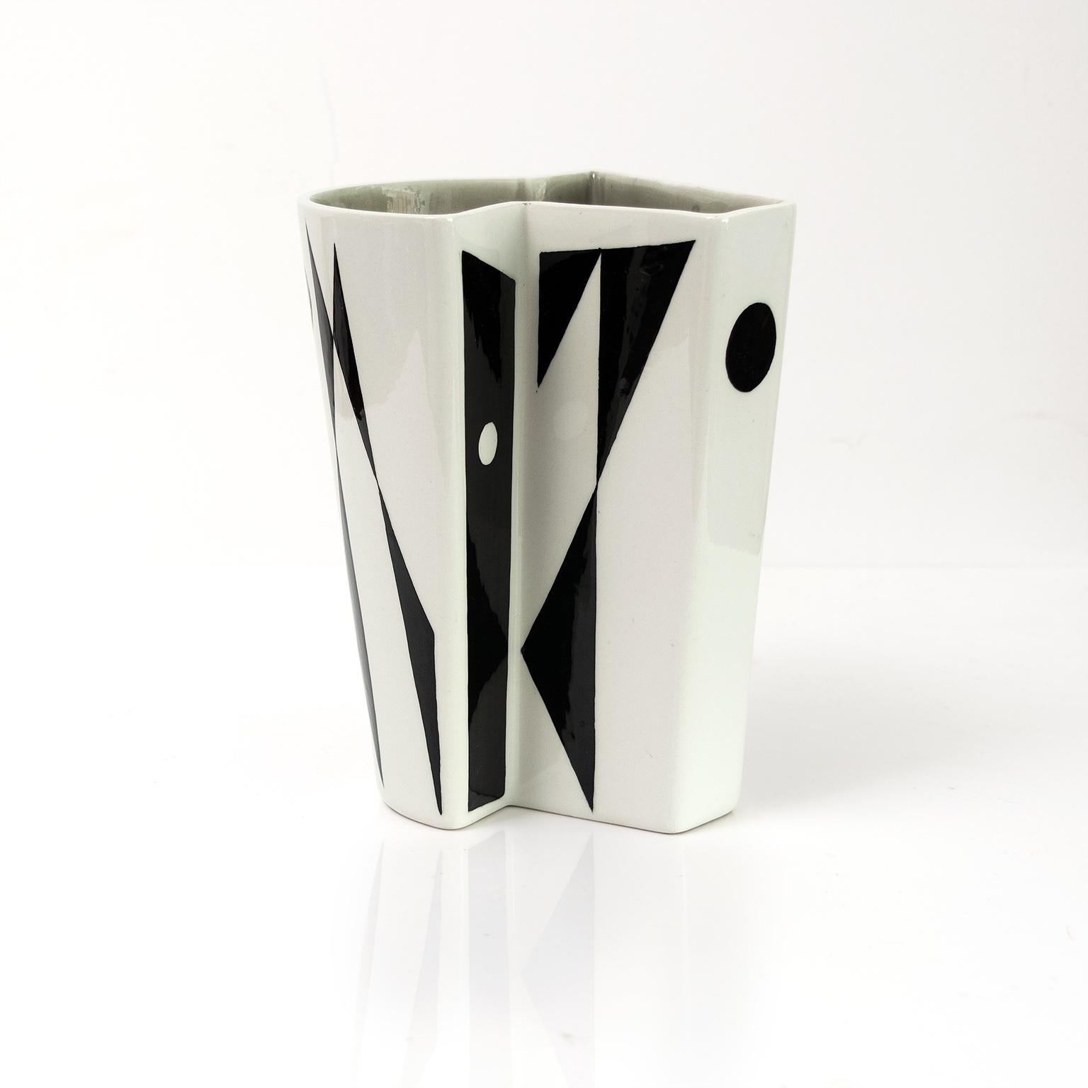 Ceramic Carl-Harry Stalhane Geometric Bowl and Vase, Rorstrand, Sweden 1950 For Sale