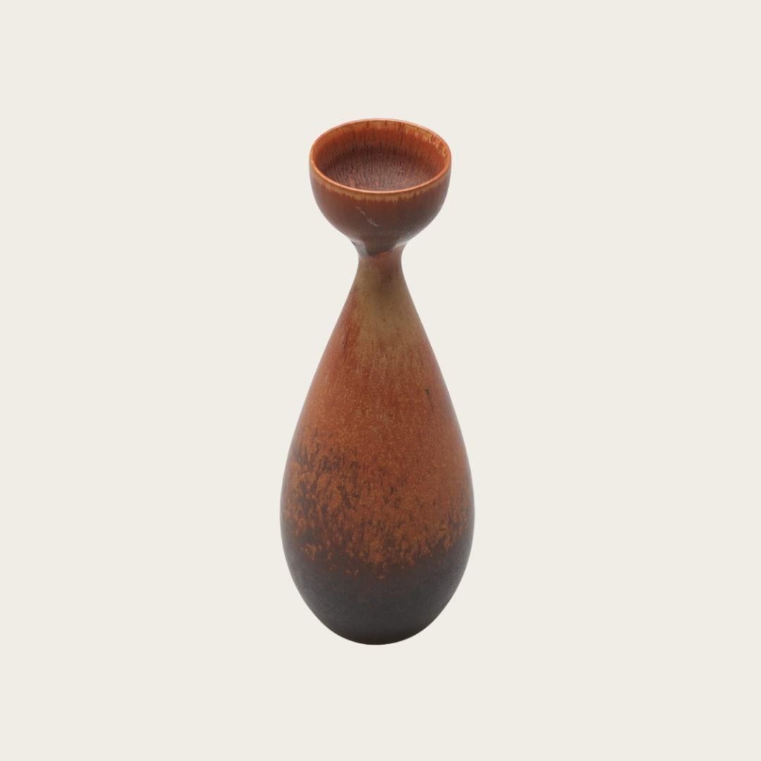 Swedish Carl-Harry Stålhane Glazed Oxblood Stoneware Vase for Rörstrand For Sale