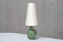 Carl-Harry Stålhane Green Ceramic Table Lamp, Rörstrand, Sweden, 1950s