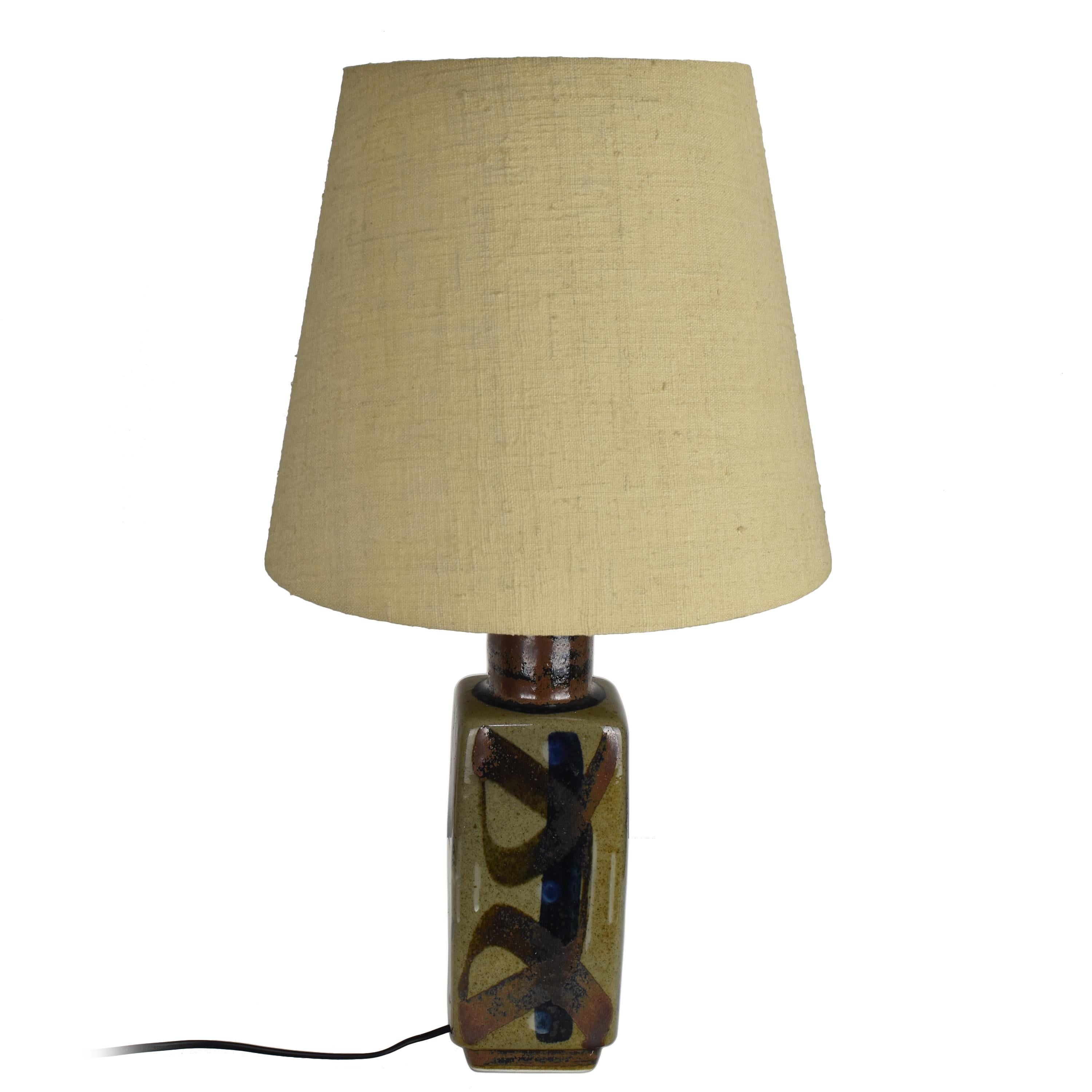 Carl Harry Stalhane Hand-Painted Ceramic Table Lamp, Rörstrand, 1960s In Good Condition For Sale In Bad Säckingen, DE