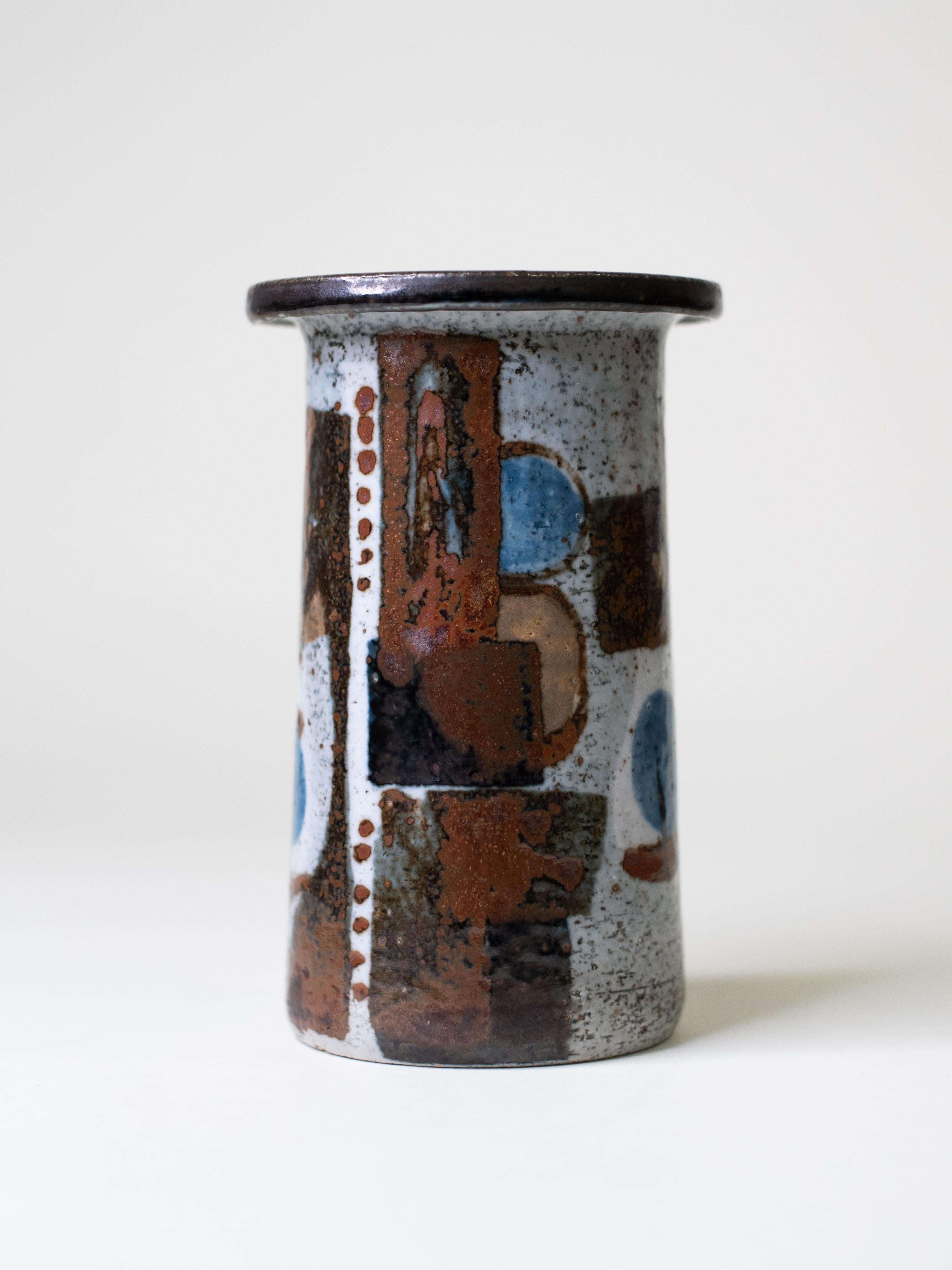 Peint à la main Carl-Harry Stålhane Vase en grès peint à la main pour Rörstrand, Suède, 1976 en vente