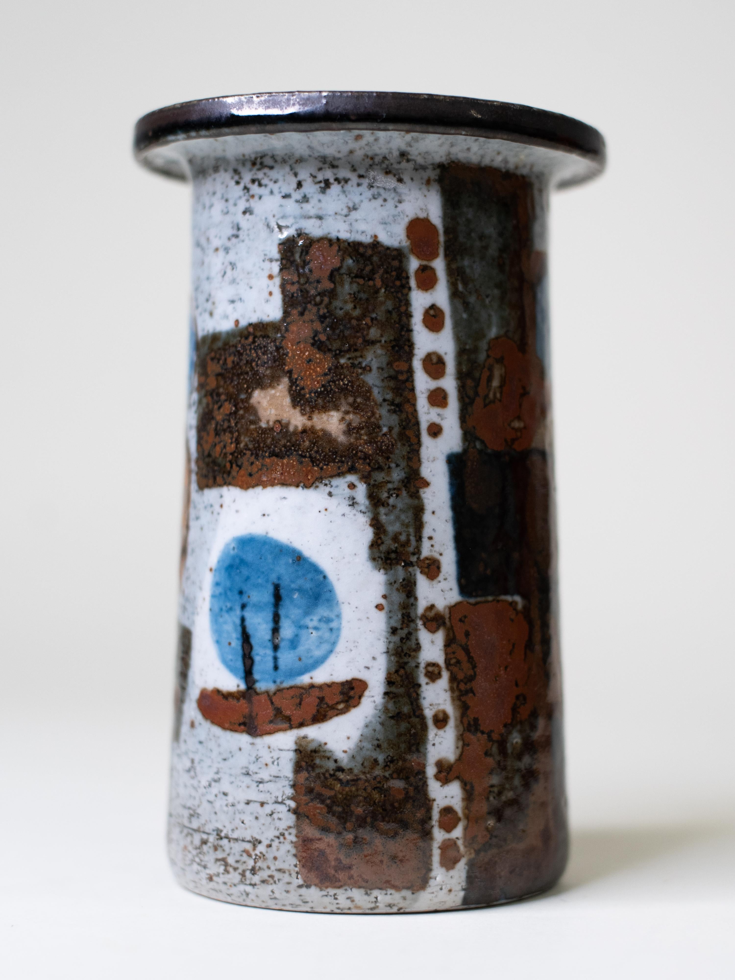 Carl-Harry Stålhane Vase en grès peint à la main pour Rörstrand, Suède, 1976 Bon état - En vente à Karis, Nyland