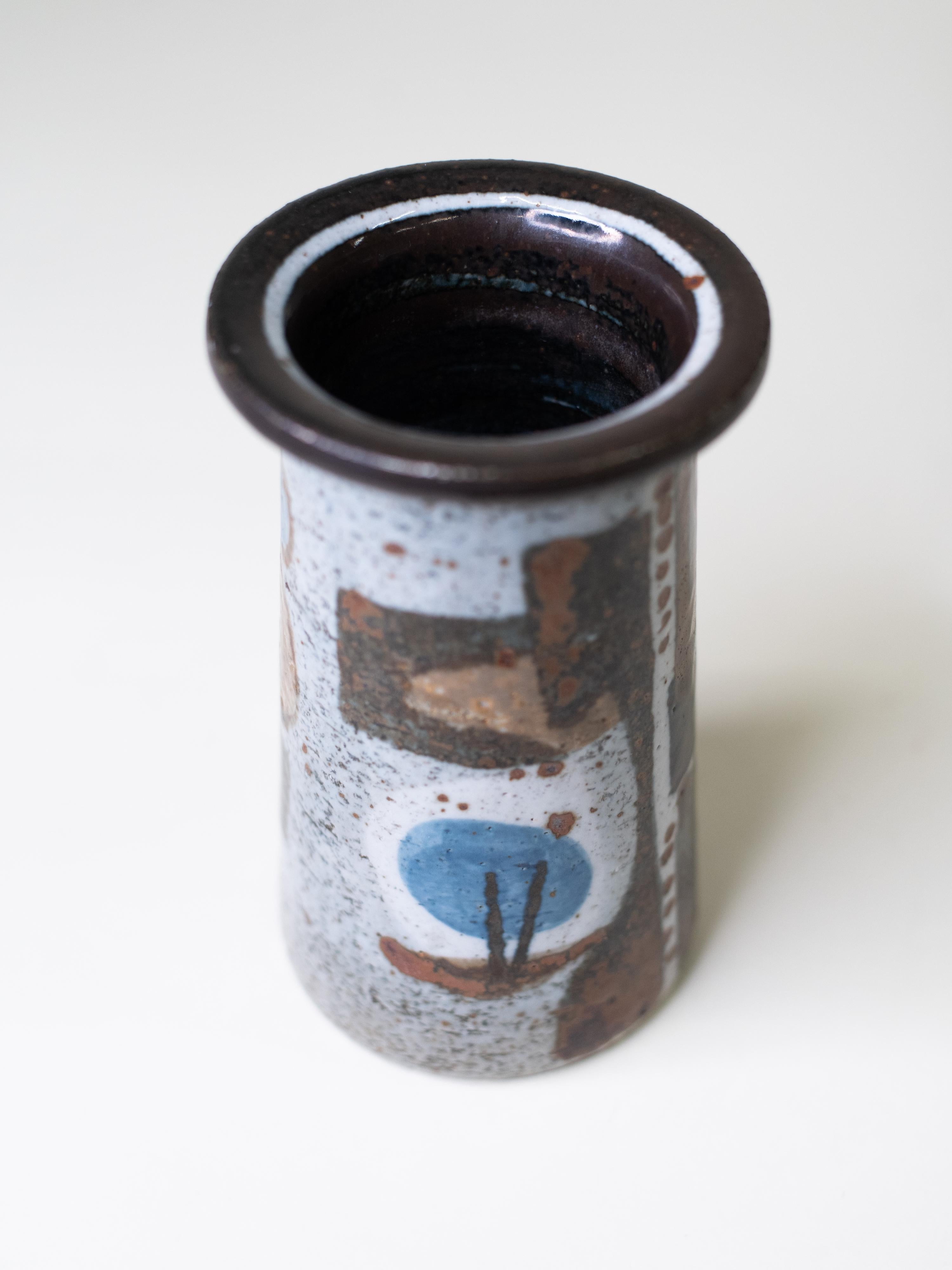 Grès Carl-Harry Stålhane Vase en grès peint à la main pour Rörstrand, Suède, 1976 en vente