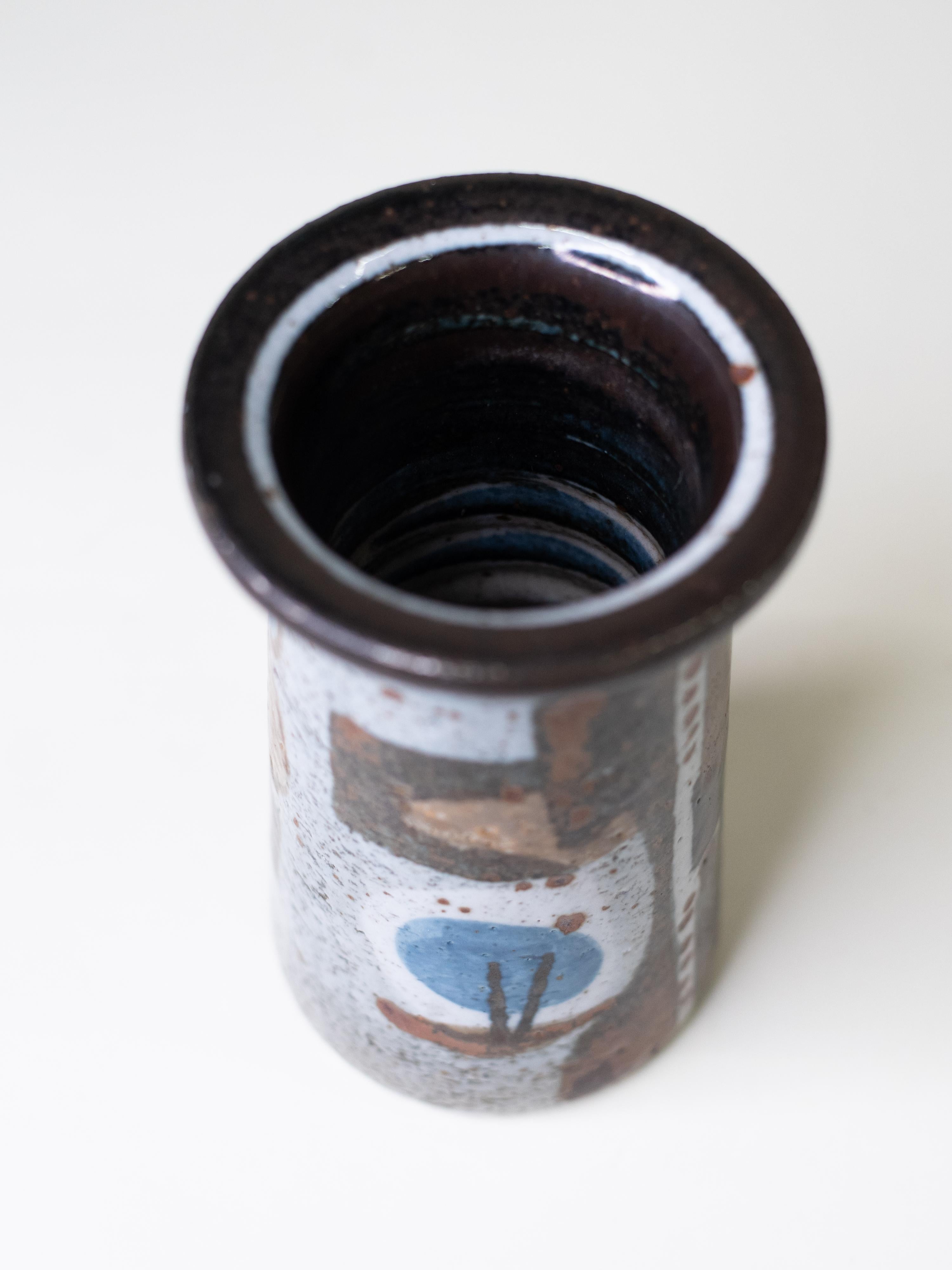 Carl-Harry Stålhane Vase en grès peint à la main pour Rörstrand, Suède, 1976 en vente 1