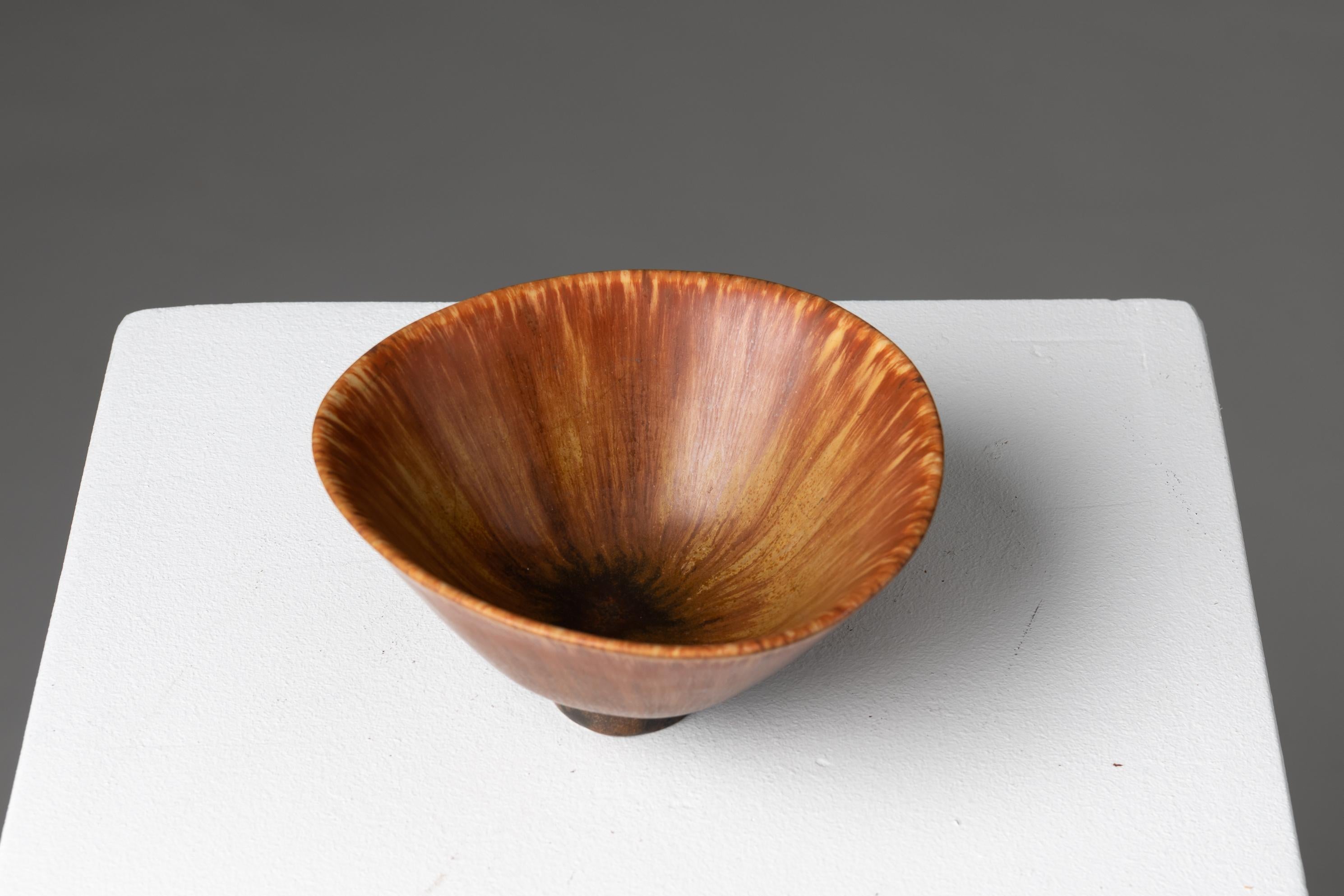 Scandinavian Modern Carl-Harry Stålhane Hare's Fur Glaze Bowl for Rörstrand For Sale