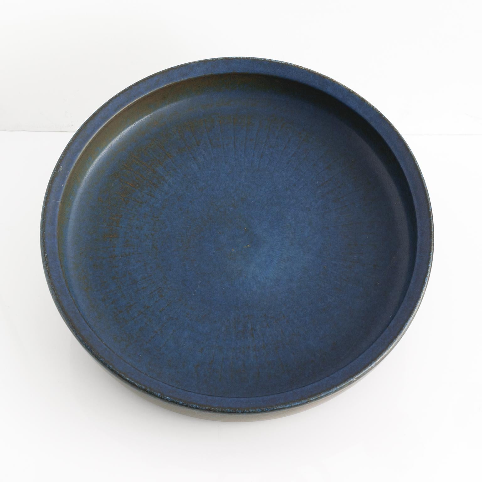 Scandinavian Modern Carl-Harry Stålhane large blue bowl, Rorstrand Studio, Sweden, 1960