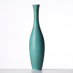 Carl-Harry Stålhane Large Ceramic Turquoise Spotted Glaze Vase, 1950s