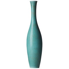 Carl-Harry Stålhane Large Ceramic Turquoise Spotted Glaze Vase, 1950s