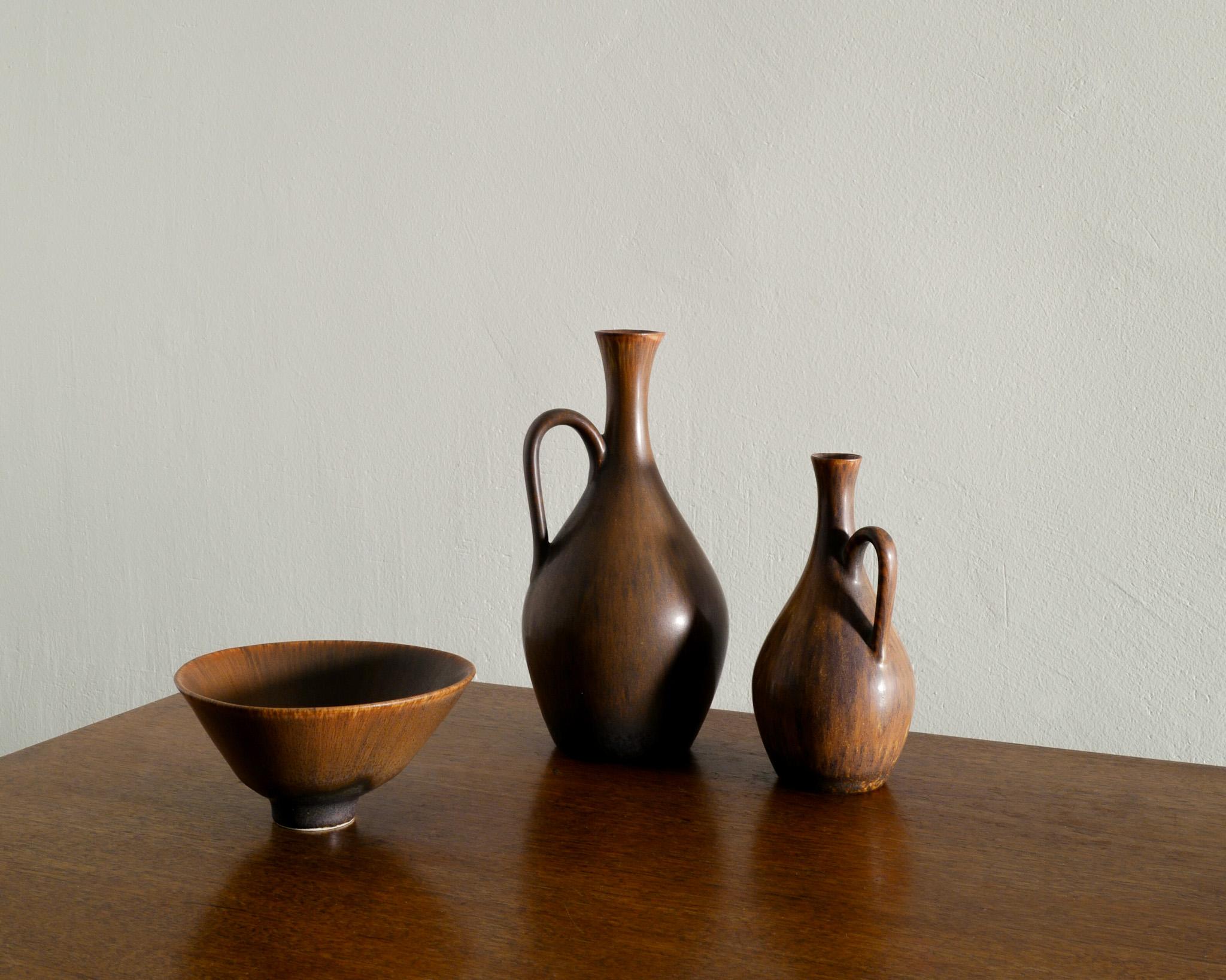 Scandinavian Modern Carl-Harry Stålhane Mid Century Ceramic Vases & Bowl for Rörstrand, Sweden 1950s For Sale