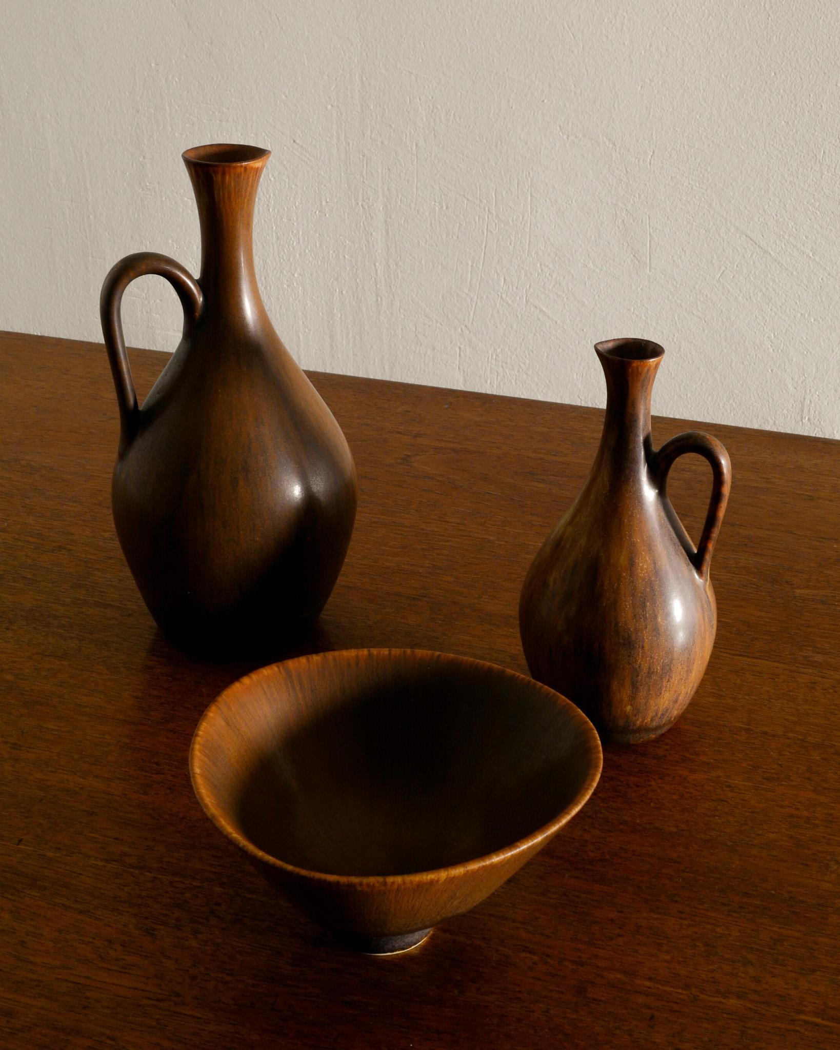 Swedish Carl-Harry Stålhane Mid Century Ceramic Vases & Bowl for Rörstrand, Sweden 1950s For Sale