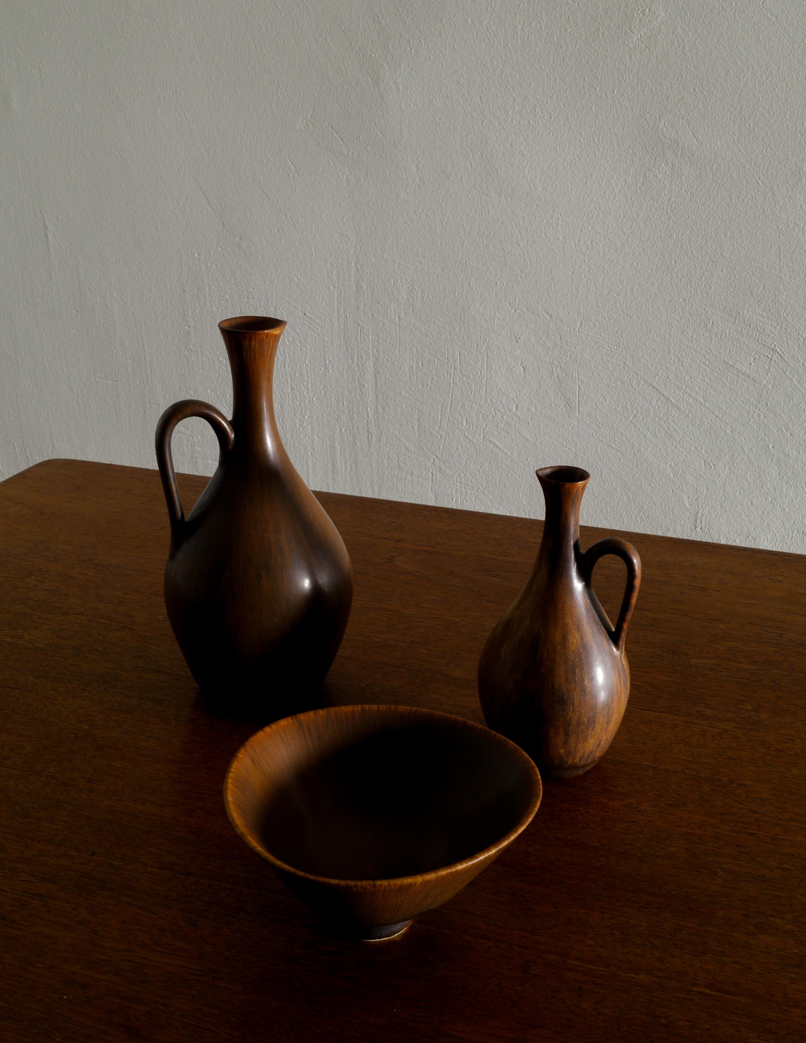 Carl-Harry Stålhane Mid Century Ceramic Vases Bowl for Rörstrand, Sweden 1950s In Good Condition In Stockholm, SE