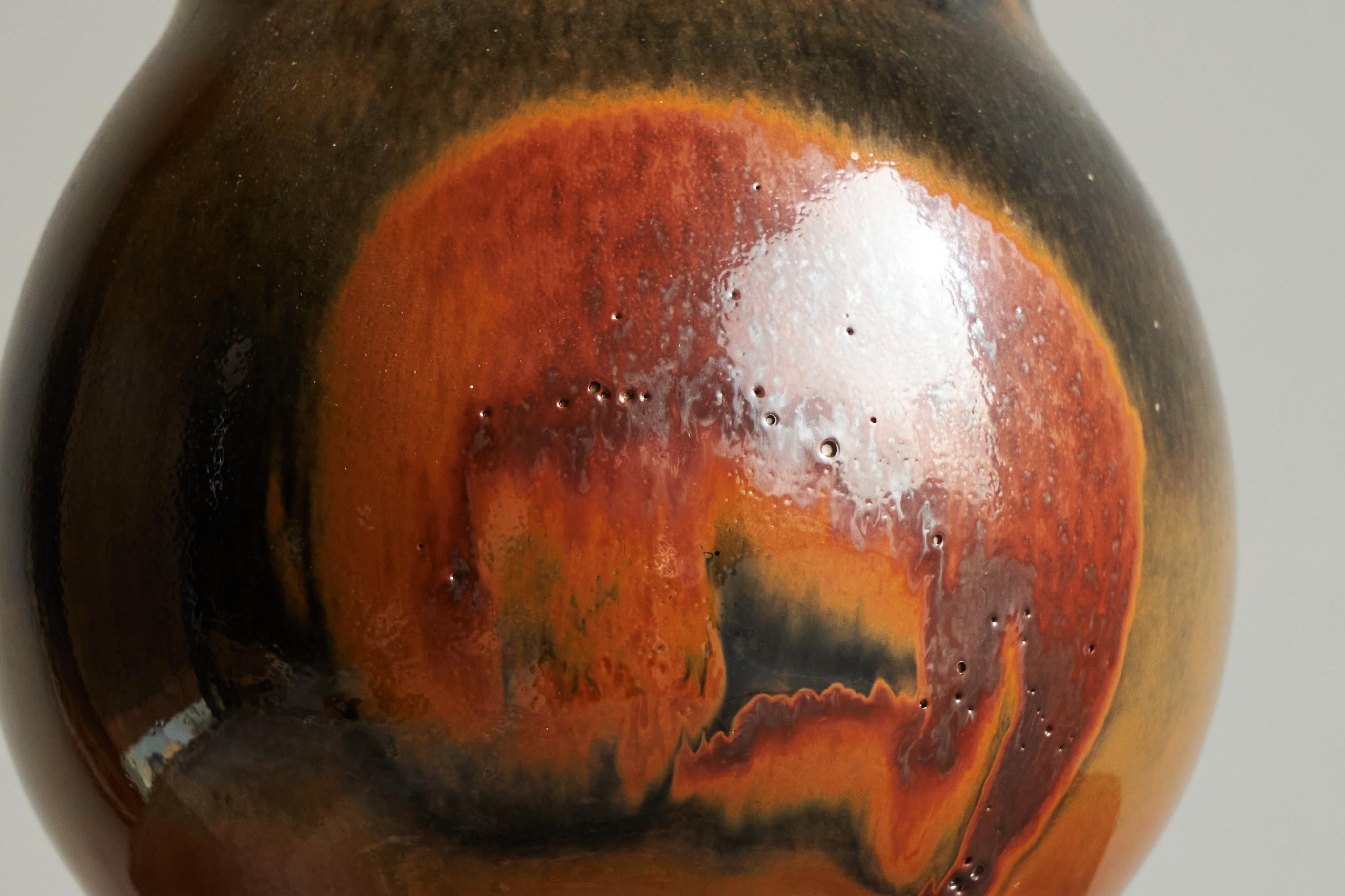 Carl-Harry Stålhane Rare vase unique signé à la main pour Rörstrand Suède 1967 Bon état - En vente à Meer, VAN