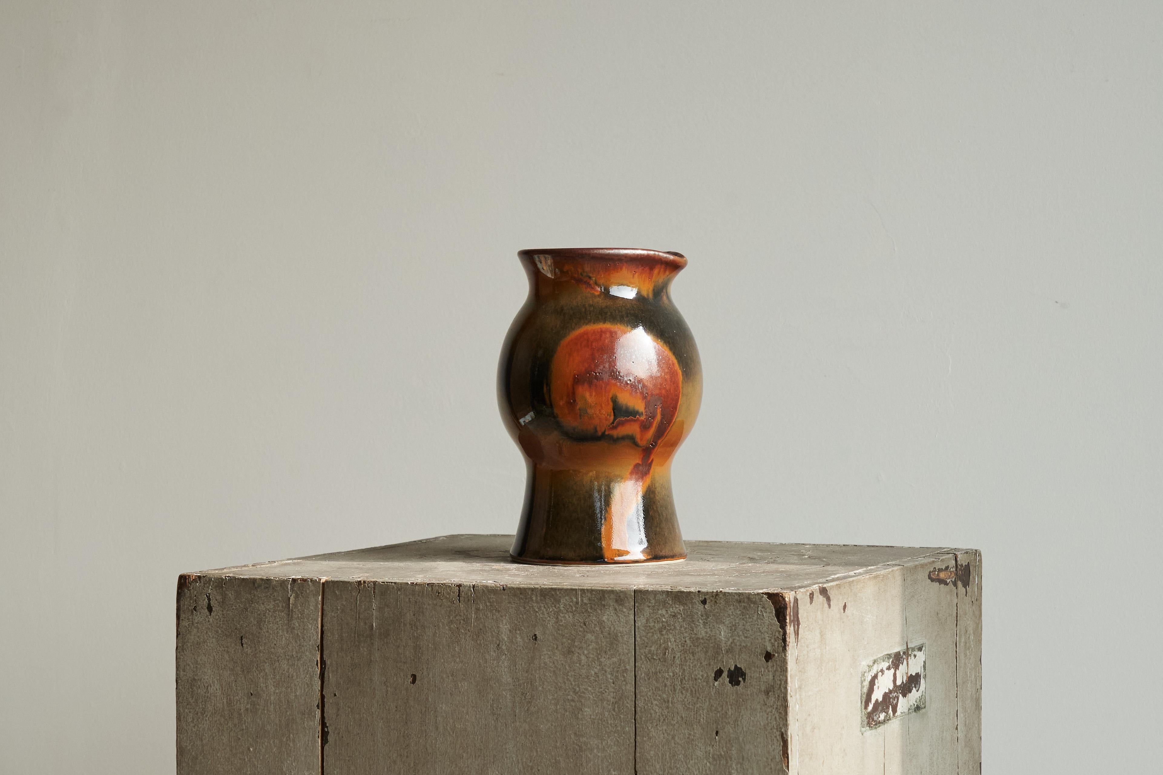 20ième siècle Carl-Harry Stålhane Rare vase unique signé à la main pour Rörstrand Suède 1967 en vente