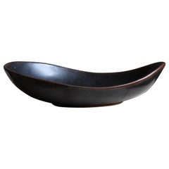 Carl-Harry Stålhane, Organic Bowl, Black / Brown Glazed Stoneware Rörstand 1950s