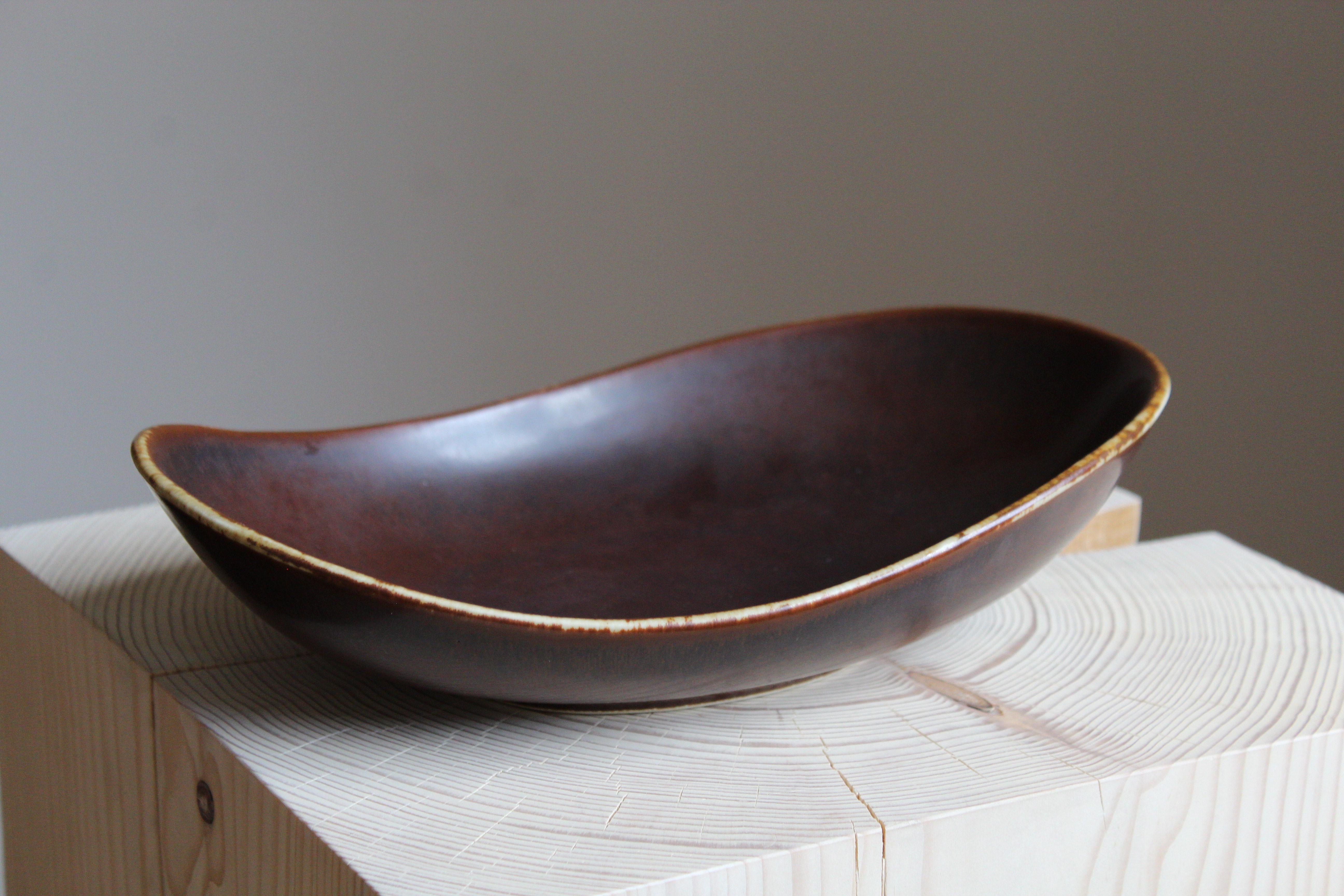Mid-Century Modern Carl-Harry Stålhane, Organic Bowl, Glazed Stoneware Rörstand, 1950s