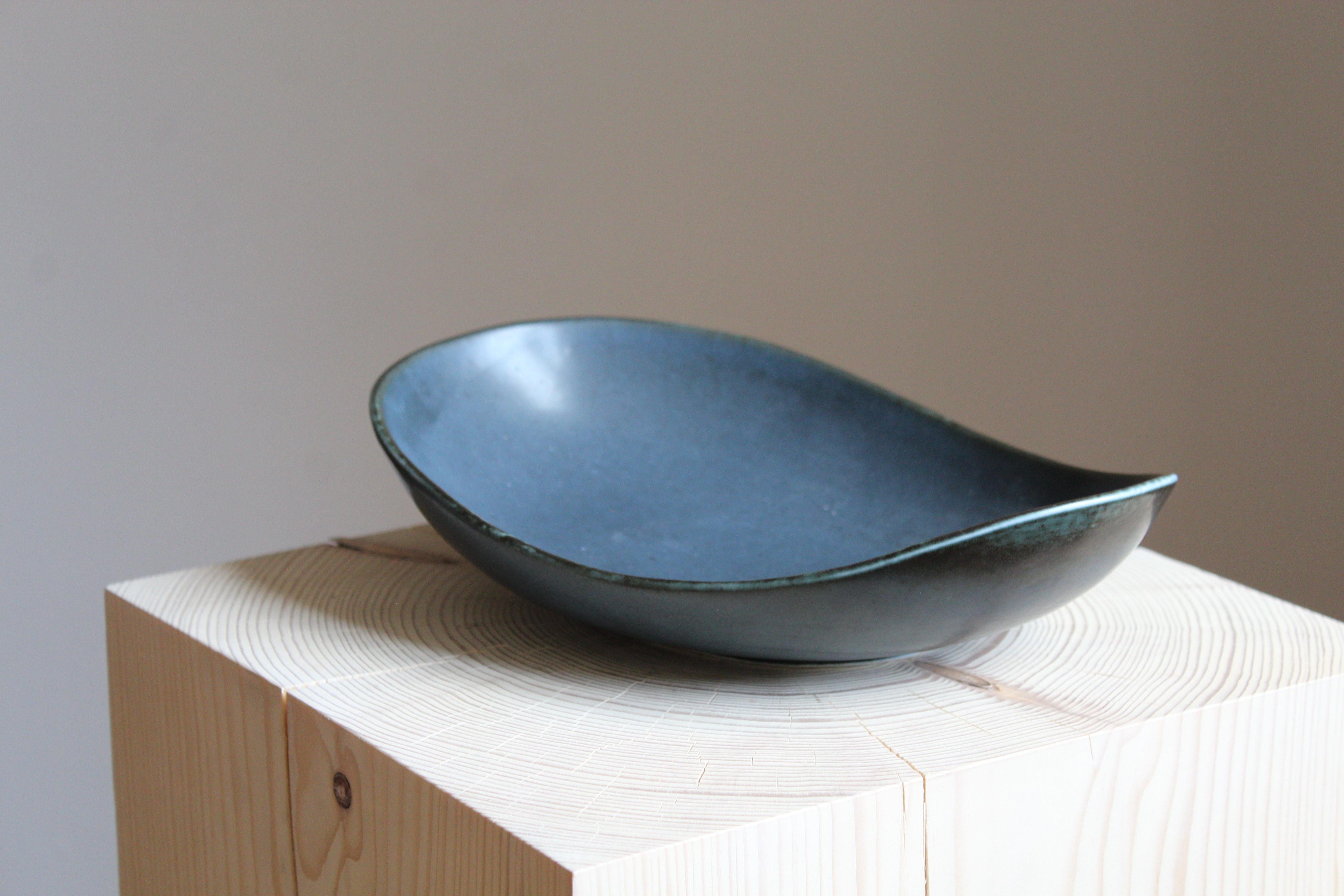 Swedish Carl-Harry Stålhane, Organic Bowl, Glazed Stoneware Rörstand, 1950s