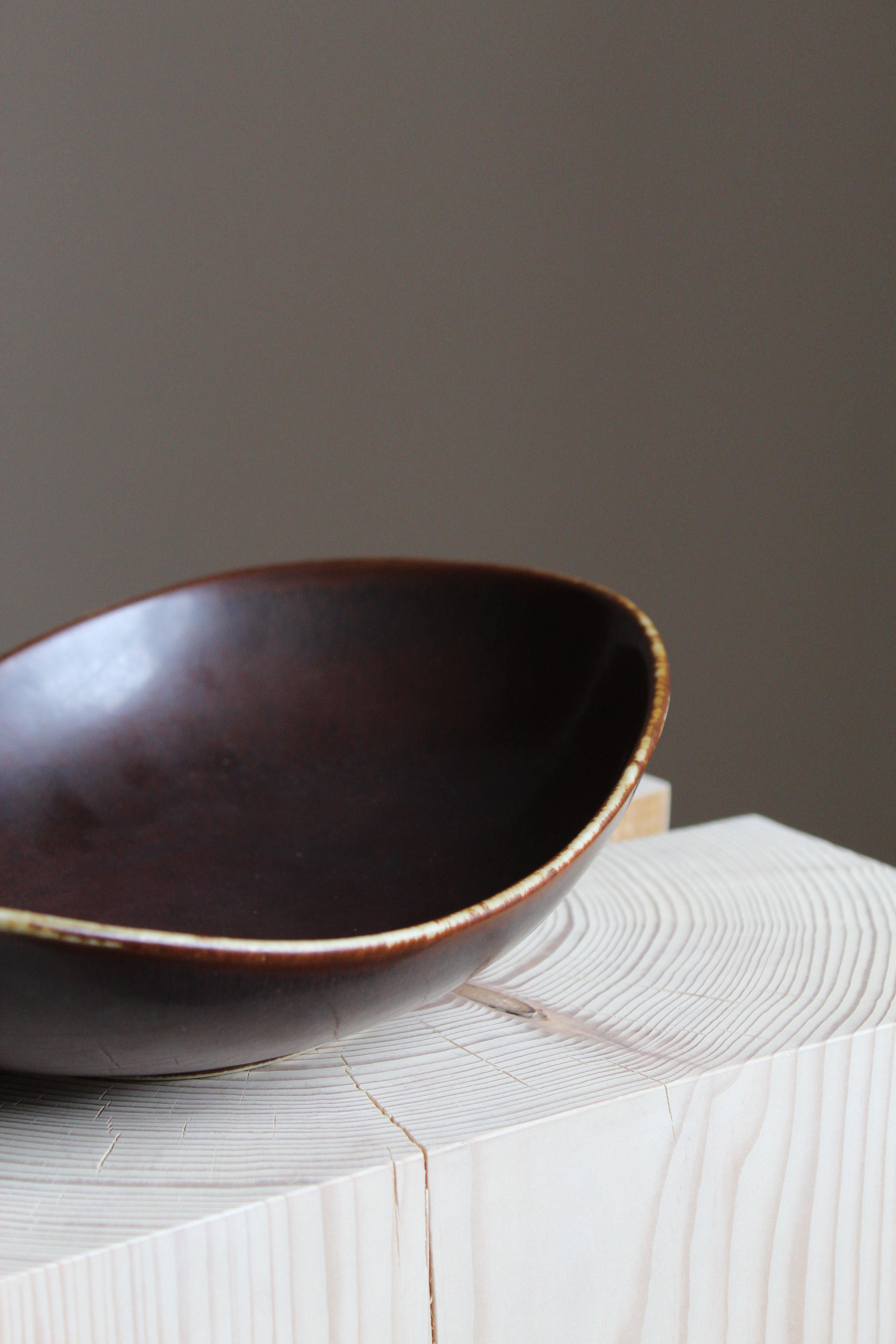 Swedish Carl-Harry Stålhane, Organic Bowl, Glazed Stoneware Rörstand, 1950s