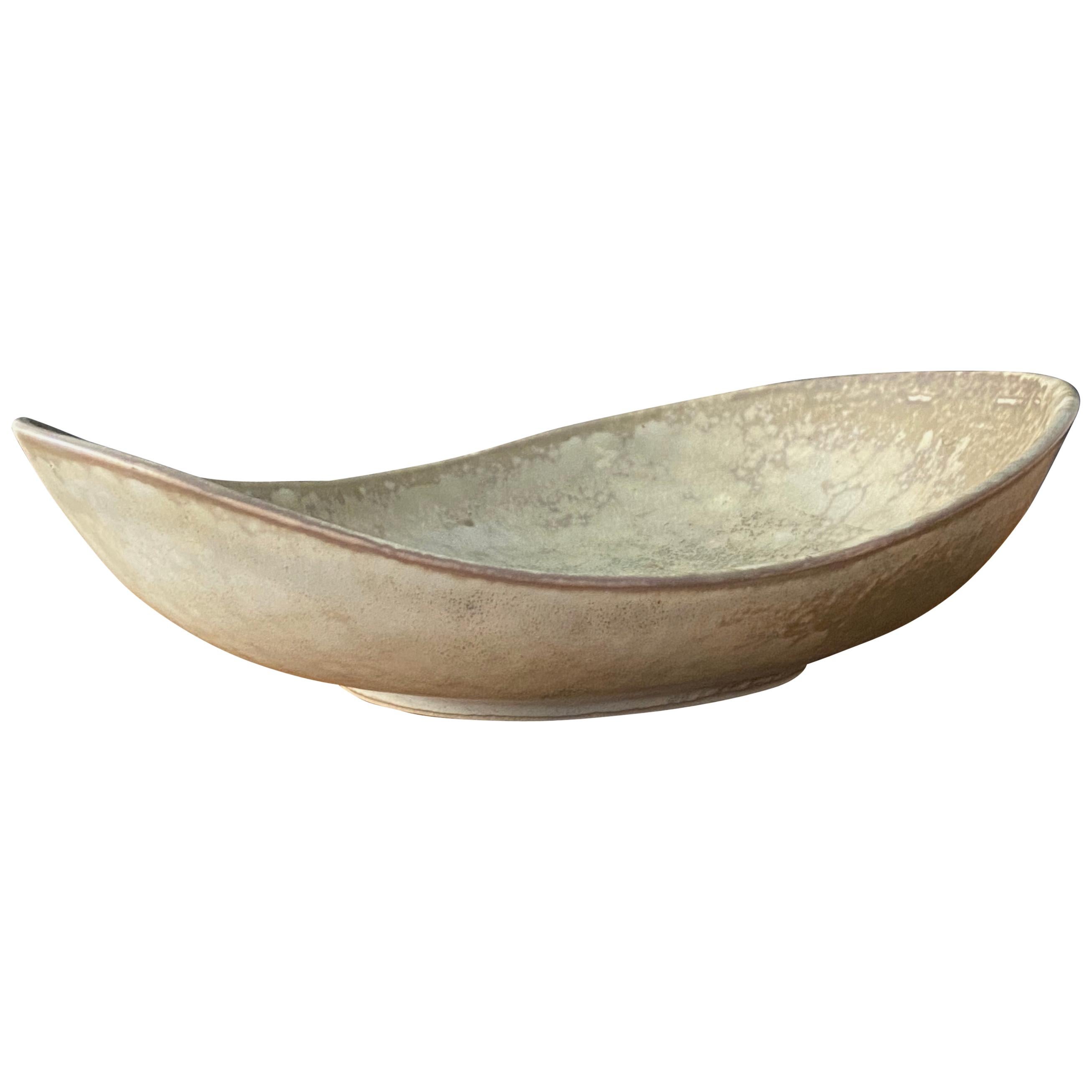 Carl-Harry Stålhane, Organic Bowl, Light Grey Glazed Stoneware Rörstand, 1950s