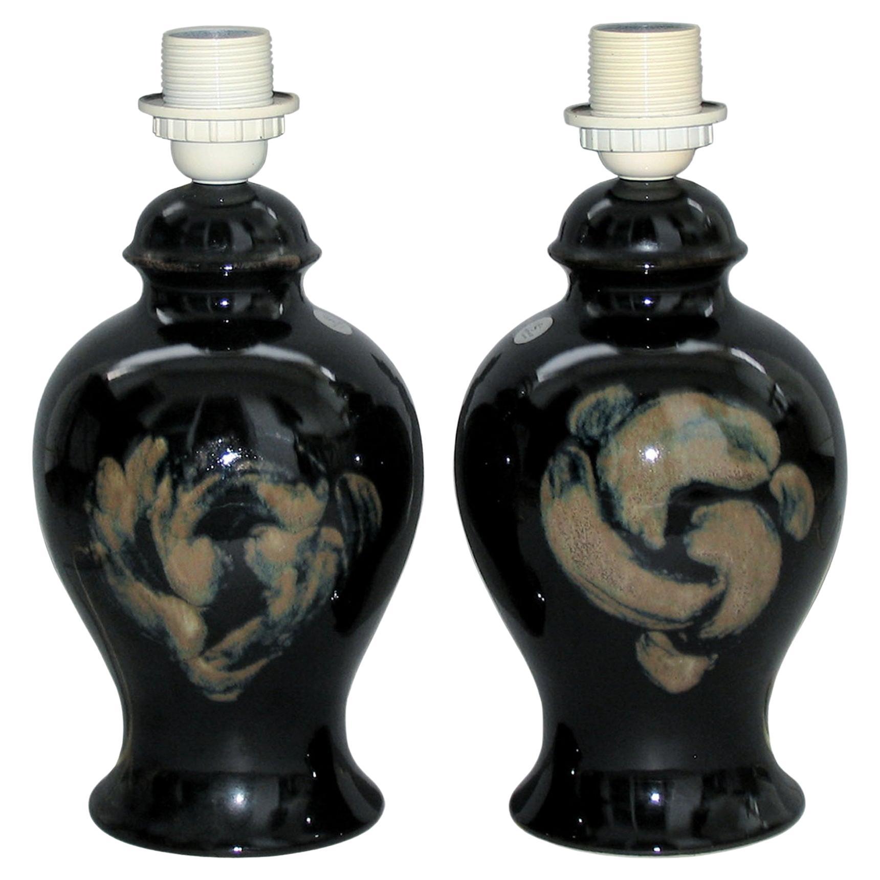 Carl-Harry Stalhane Pareja de lámparas de mesa de cerámica