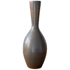Carl-Harry Stålhane Rare Large Vase, Brown Grey Glazed Stoneware Rörstands 1950s
