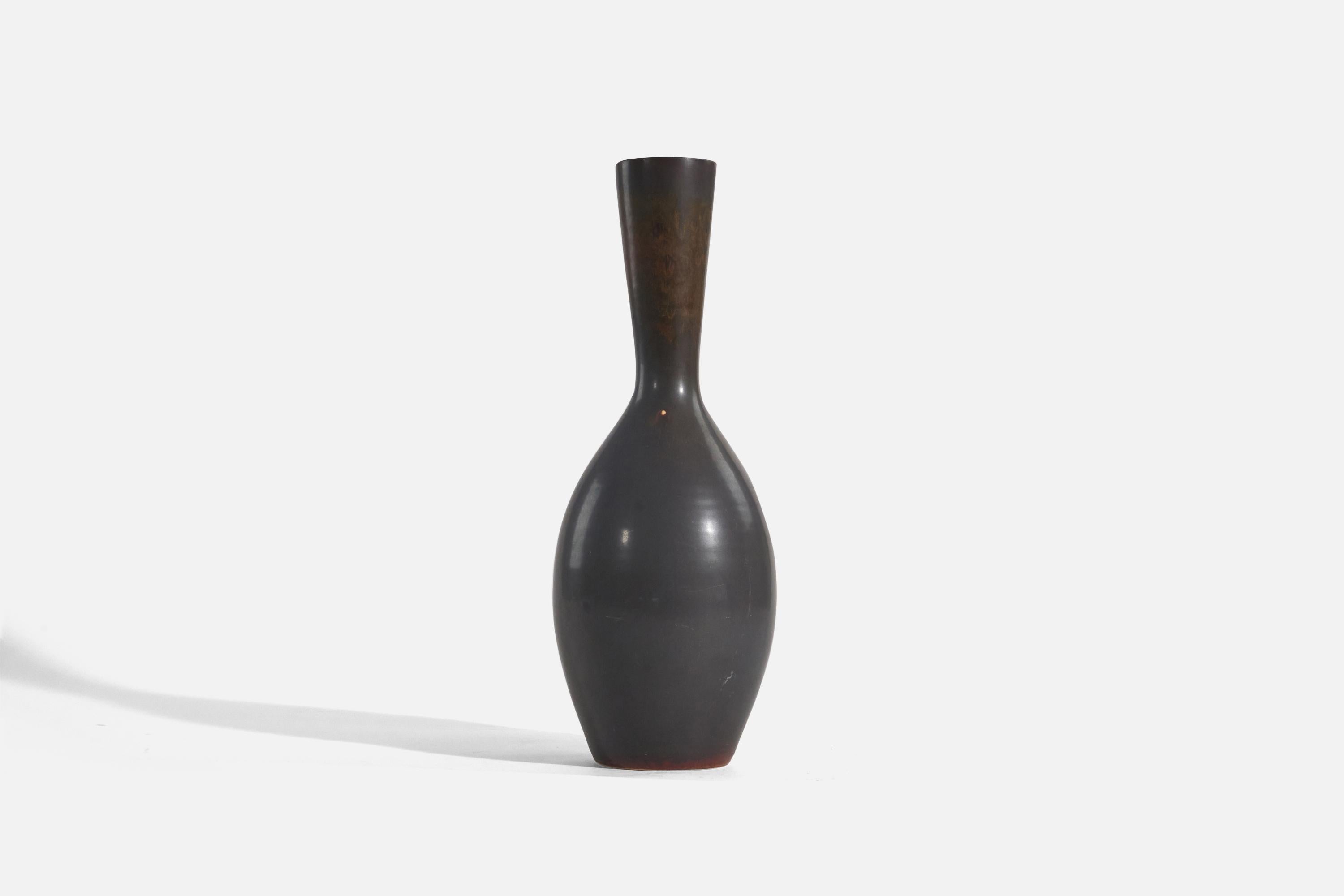 Mid-Century Modern Carl-Harry Stålhane, Vase, Glazed Stoneware, Rörstrand, Sweden, 1950s For Sale