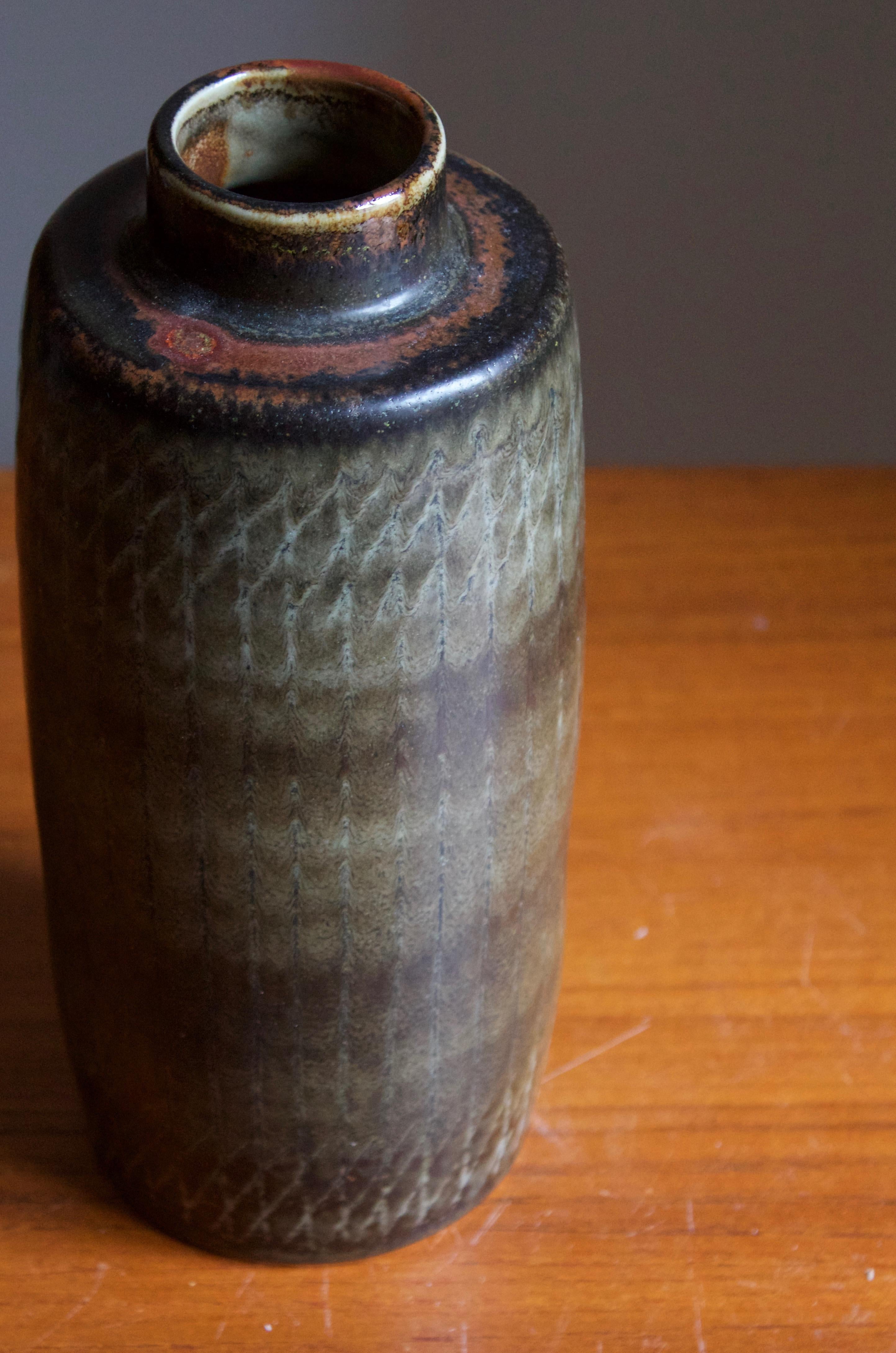 Carl-Harry Stålhane, Rare Stoneware Vase, Glazed Stoneware, R�örstrand, 1960s In Good Condition In High Point, NC