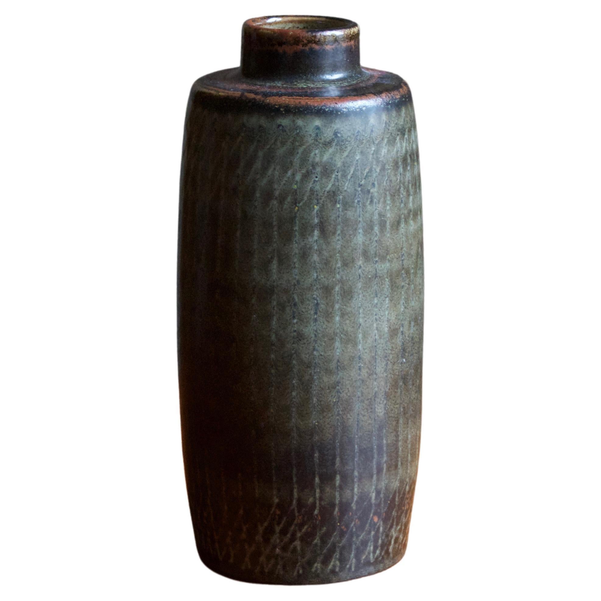 Carl-Harry Stålhane, Rare Stoneware Vase, Glazed Stoneware, Rörstrand, 1960s